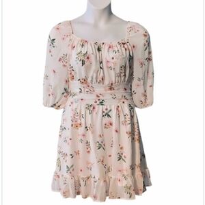 NWT Cherry Blossom Print Cinch Tie Back Mini Dress ~XXL